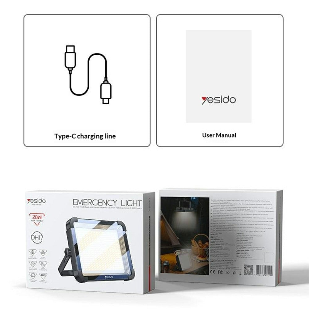 YESIDO DH17 Outdoor Floodlight Emergency Light 600 LED Fill Light 10000mAh Battery for Camping / Fishing