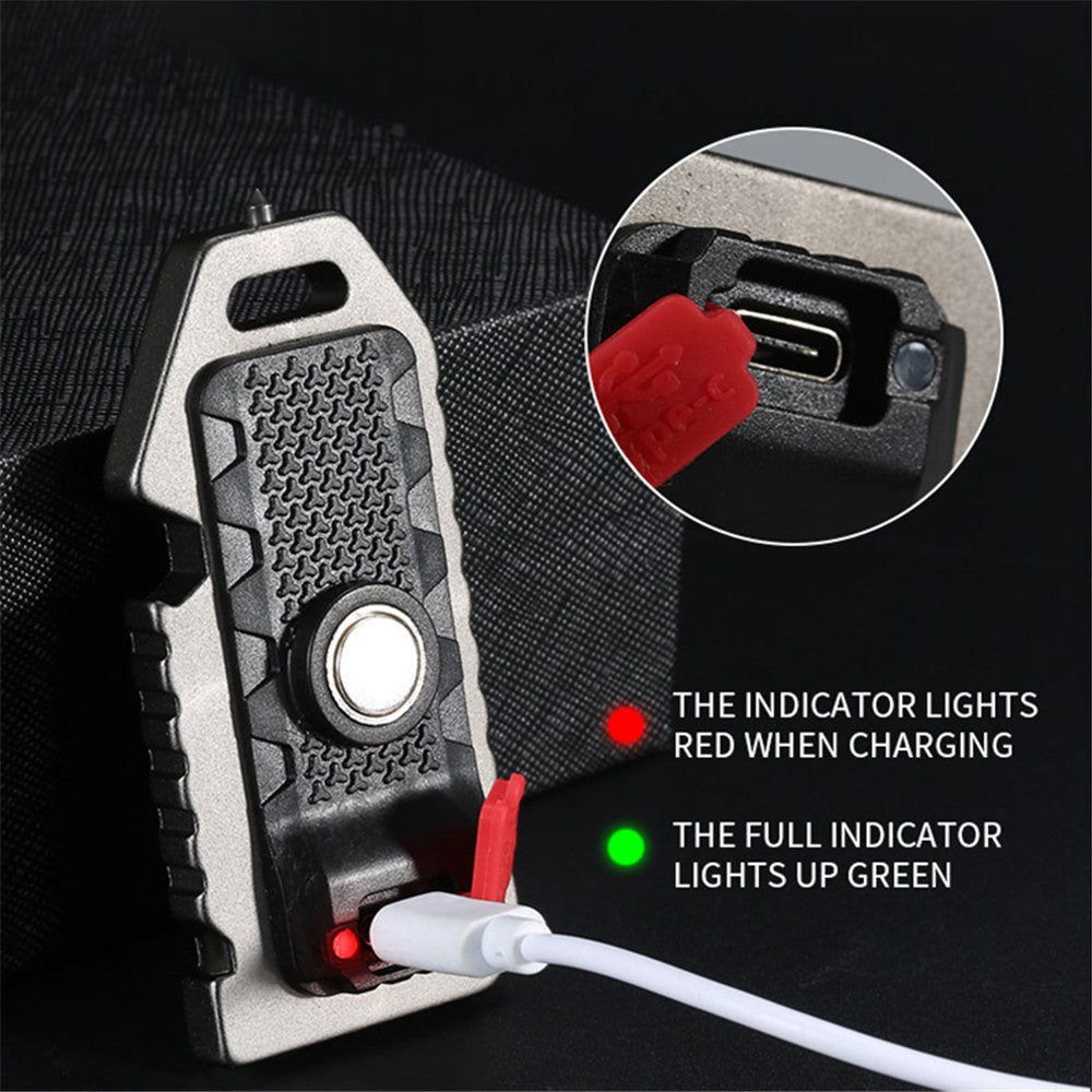 W5135 Mini COB Flashlight Rechargeable Light Whistle Emergency Survival Window Keychain Flashlight