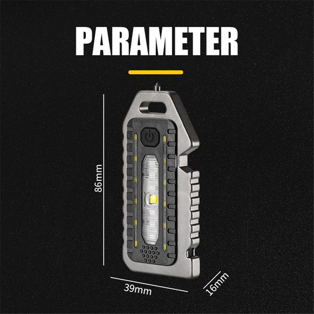 W5135 Mini COB Flashlight Rechargeable Light Whistle Emergency Survival Window Keychain Flashlight