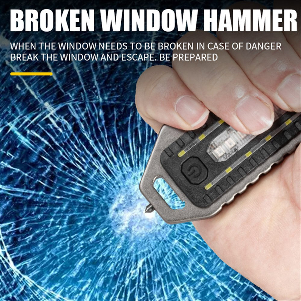 W5135 Mini COB Flashlight Rechargeable Light Whistle Emergency Survival Window Keychain Flashlight