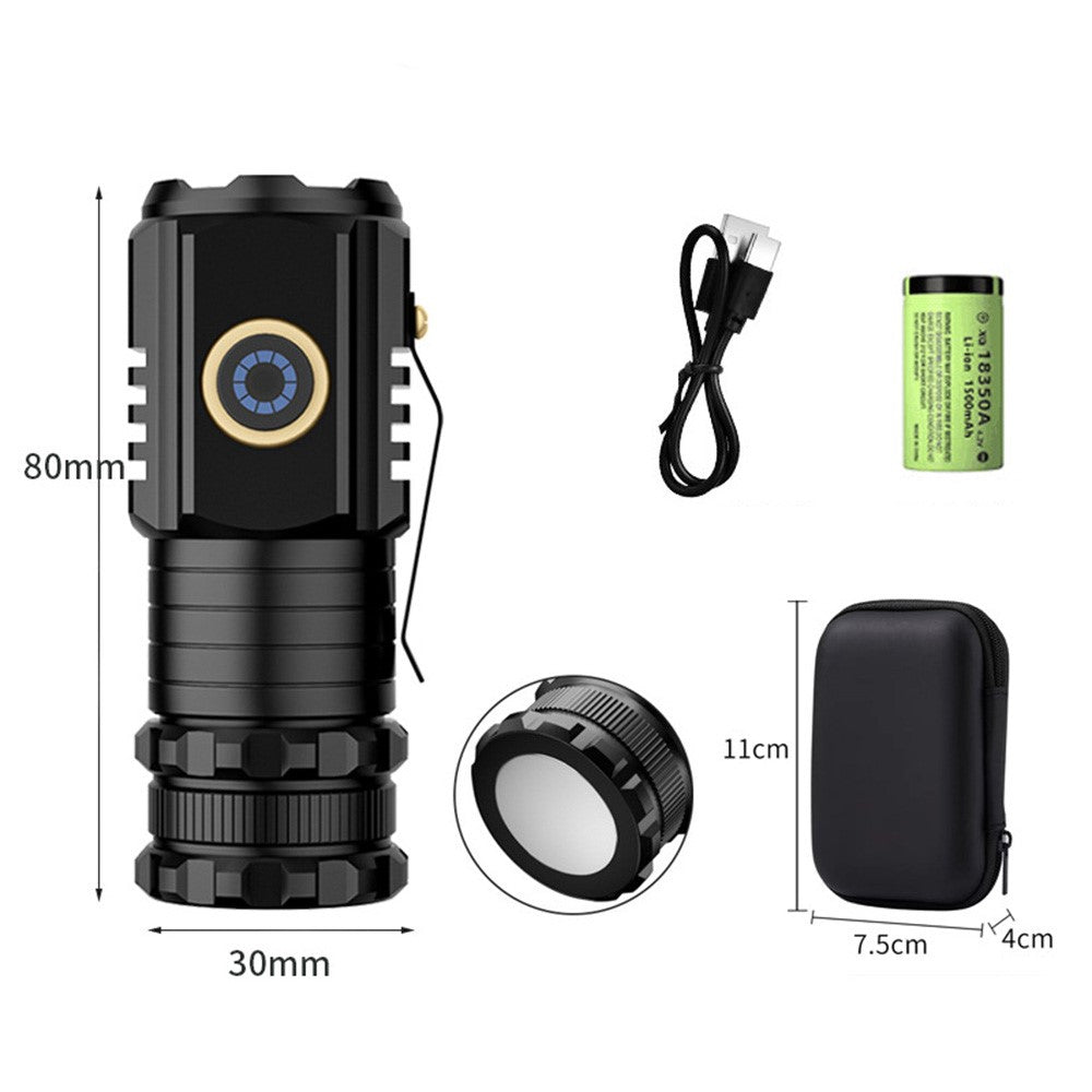 S350 Outdoor Aluminum Alloy Flashlight 18350 Battery Powered Portable Flashlight with Storage Bag