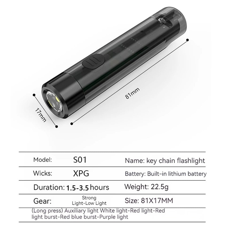 MNS1 Mini Portable Flashlight Outdoor Emergency Whistle Camping Hiking Torch with Keychain
