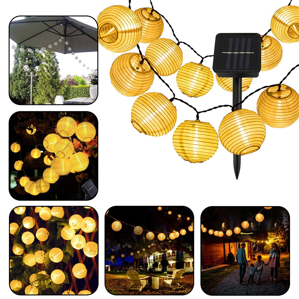 6.5m 30LED Waterproof Lantern Solar Light Strip Fairy Lamps for Courtyard Garden Outdoor Decoration
