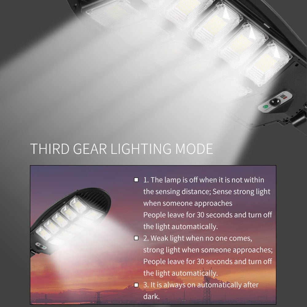 Outdoor Solar Power LED Light 3 Lighting Modes Motion Sensor Garden Yard Wall Mounted Lamp with Remote Control