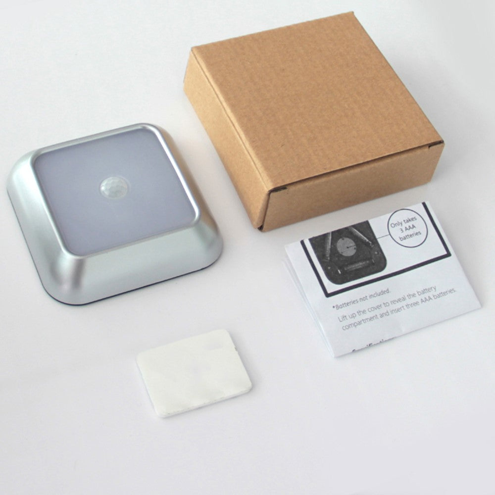 1Pc 1143 Square 6 LED Motion Sensor Night Light Battery Powered PIR Induction Under Cabinet Light Closet Lamp