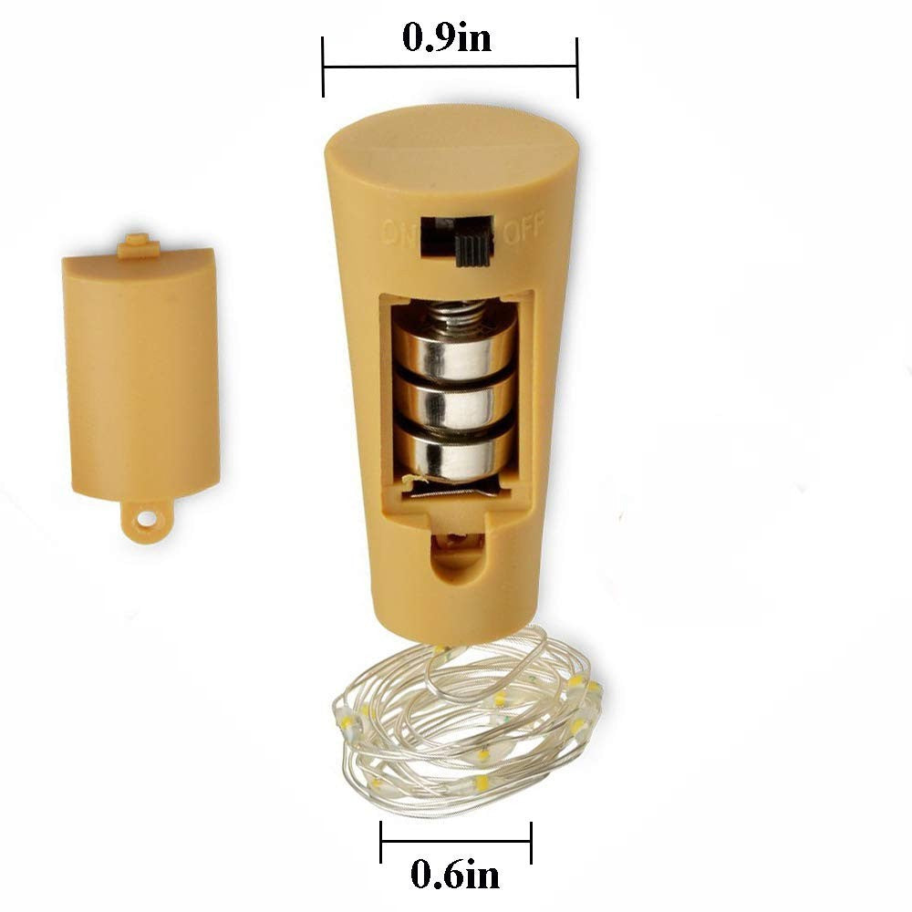 10Pcs Copper Wire 2m Wine Bottle Plug String Light LED Waterproof Festival Lighting Decor with 10Pcs Extra Batteries