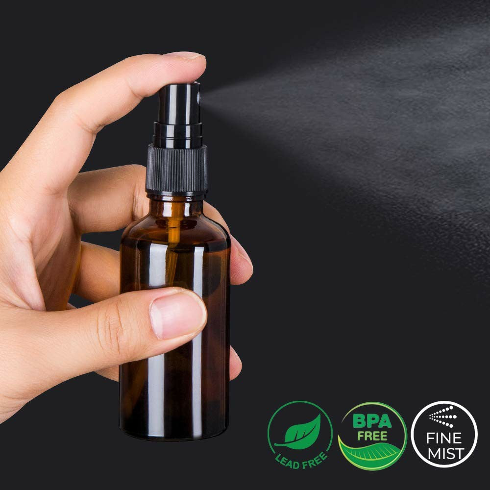 3Pcs 50ml Amber Glass Spray Bottle UV Protection Travel Fine Mist Sprayer for Oils Perfumes