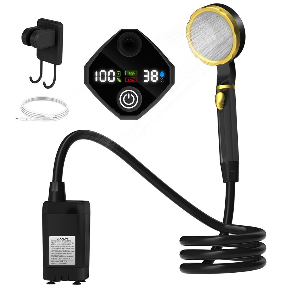 Portable Digital Display Camping Shower USB Rechargeable Outdoor Travel Shower Device