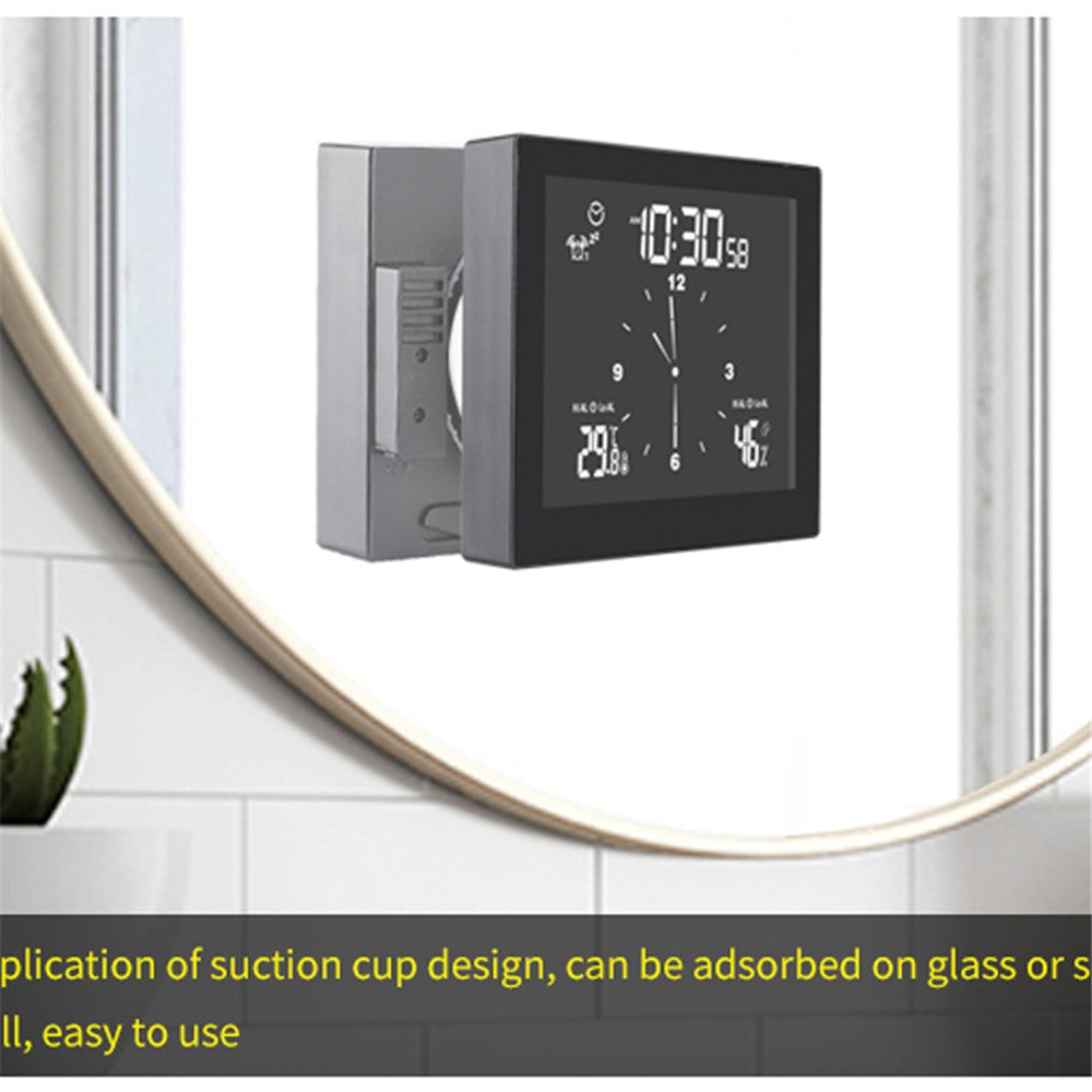 TS-WP10 Multifunctional Home Desktop Wall Clock Countdown Temperature Humidity Alert Waterproof Bathroom Alarm Clock