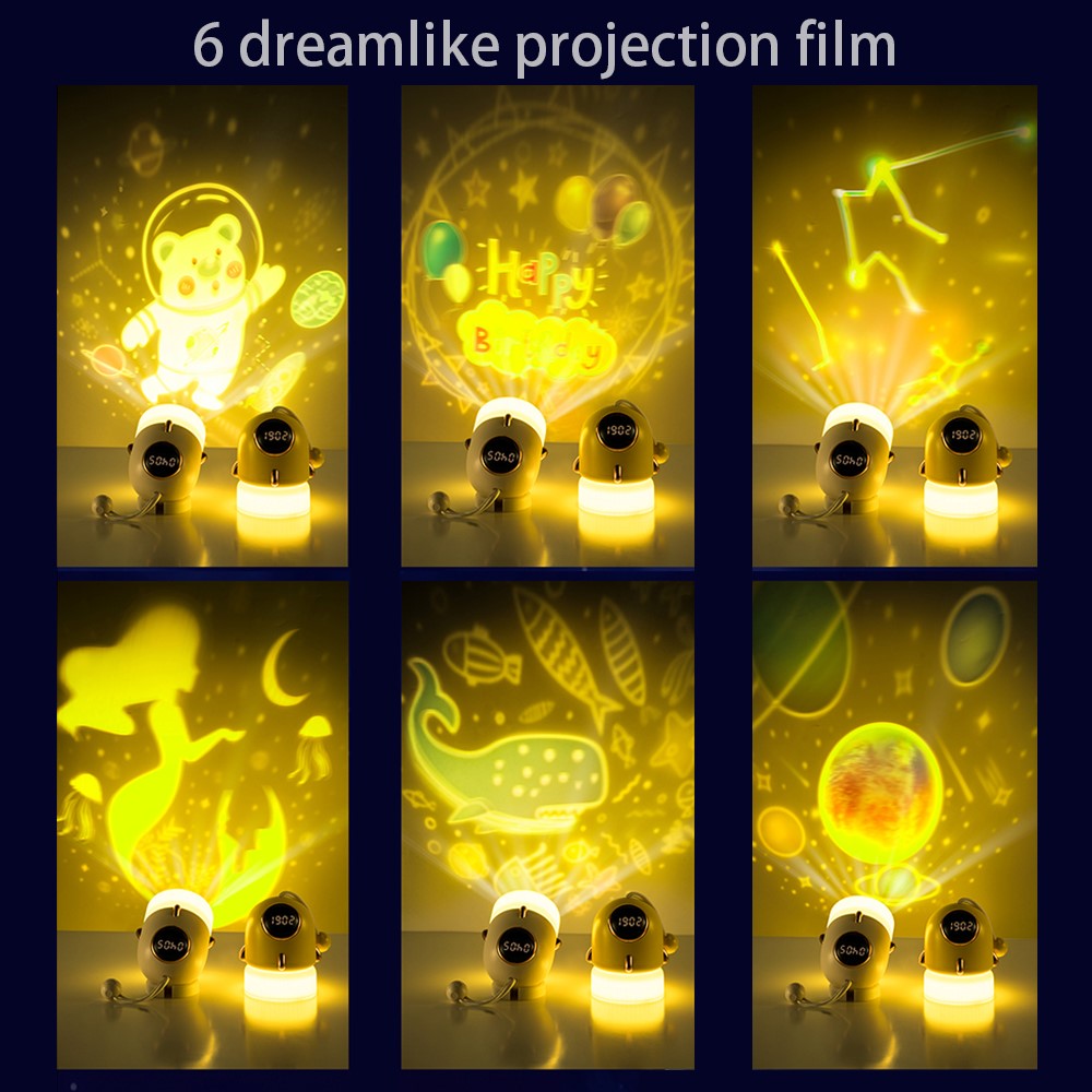 TW-L47 Portable Night Light Alarm Clock Romantic Projector Night Light for Kid Bedroom Home