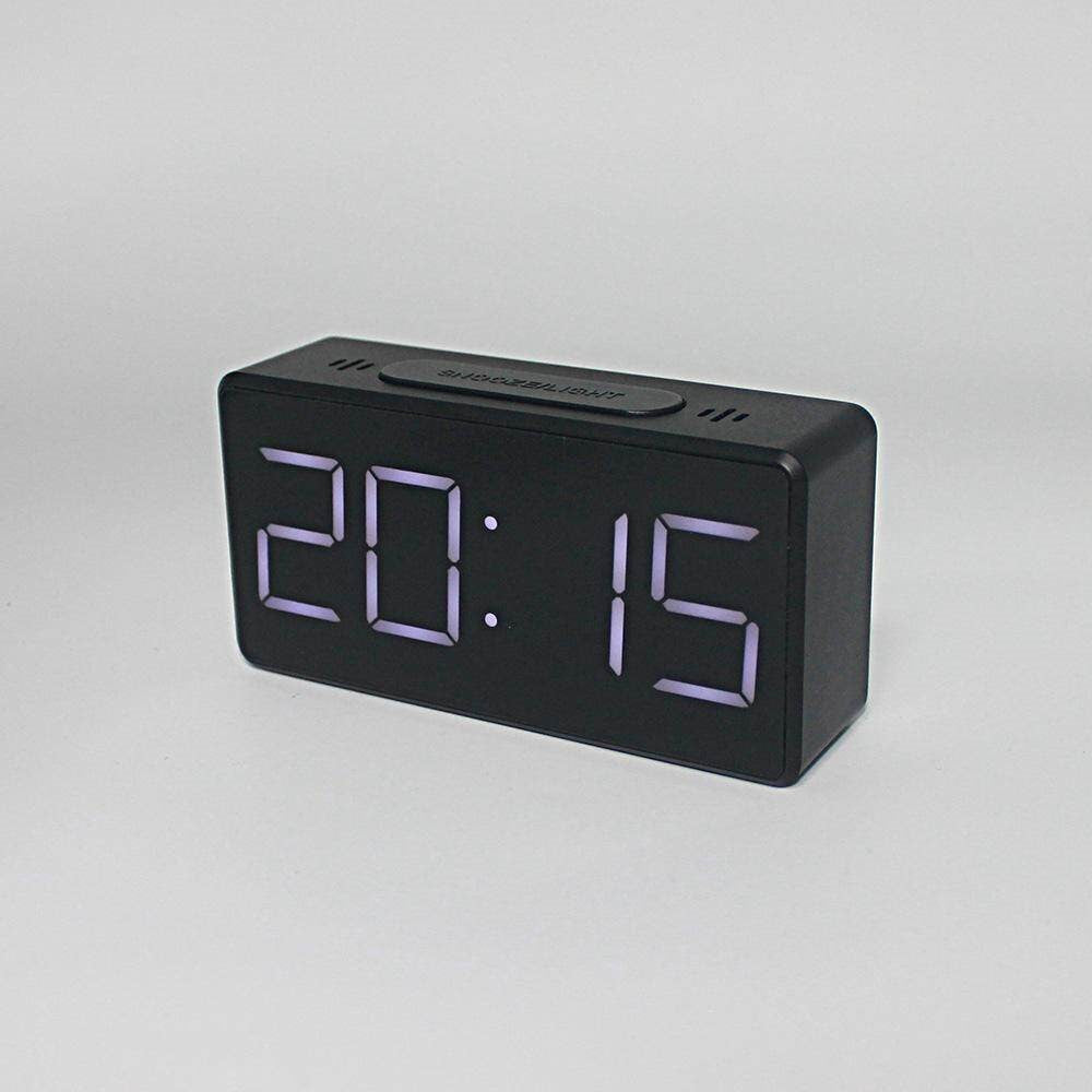 Mirror Digital Clock Snooze Bedside Alarm Clock with LED Display 12/24H Dual Format Clock (without Battery)