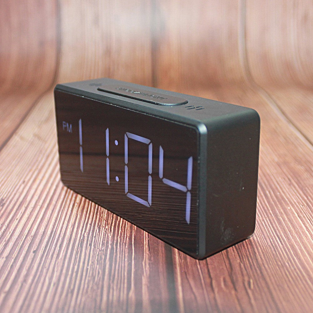 Mirror Digital Clock Snooze Bedside Alarm Clock with LED Display 12/24H Dual Format Clock (without Battery)