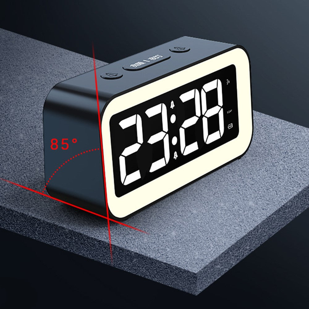 FY302 Digital Alarm Clock Voice Control Time Display LED Light Makeup Mirror for Office Home