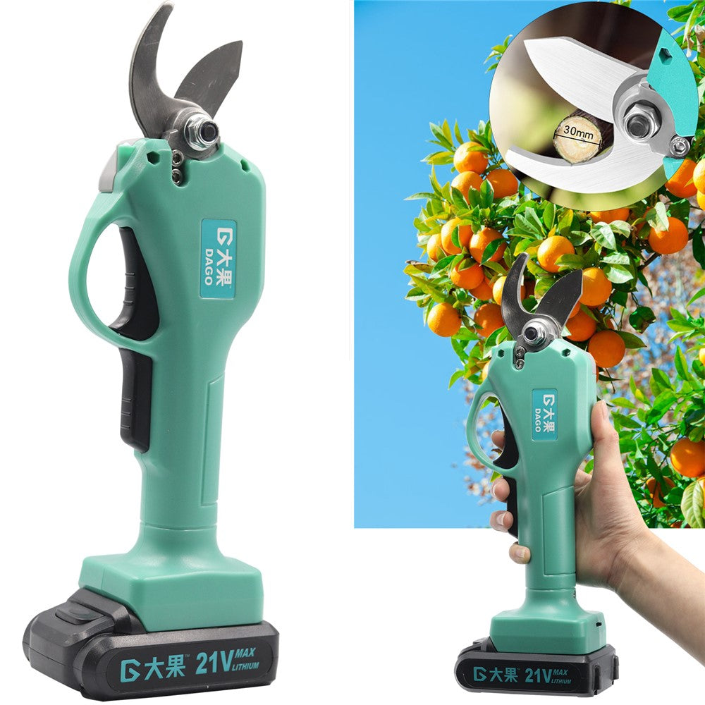 DAGO 21V Electric Pruning Shears Cordless Rechargeable Gardening Fruit Pruner Tree Branch Flowering Bushes Trimmers (1Pc Battery)