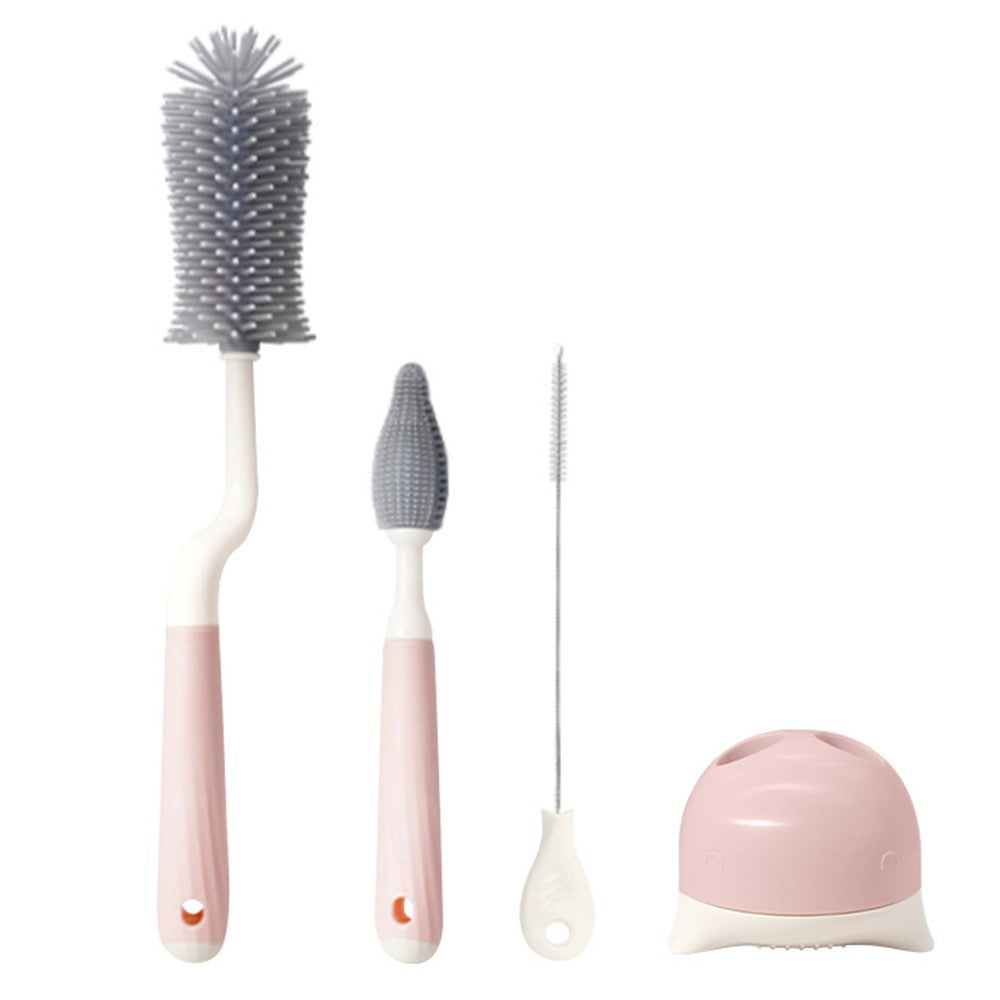 4Pcs Silicone Cleaning Brush Kit Baby Bottle Straw Cleaner Brush (BPA-Free, NO FDA Certification)