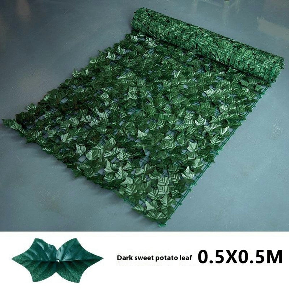 0.5 x 0.5m Dark Sweet Potato Leaf Artificial Hedge Privacy Screen Faux Leaf Fence Garden Yard Barrier Decor
