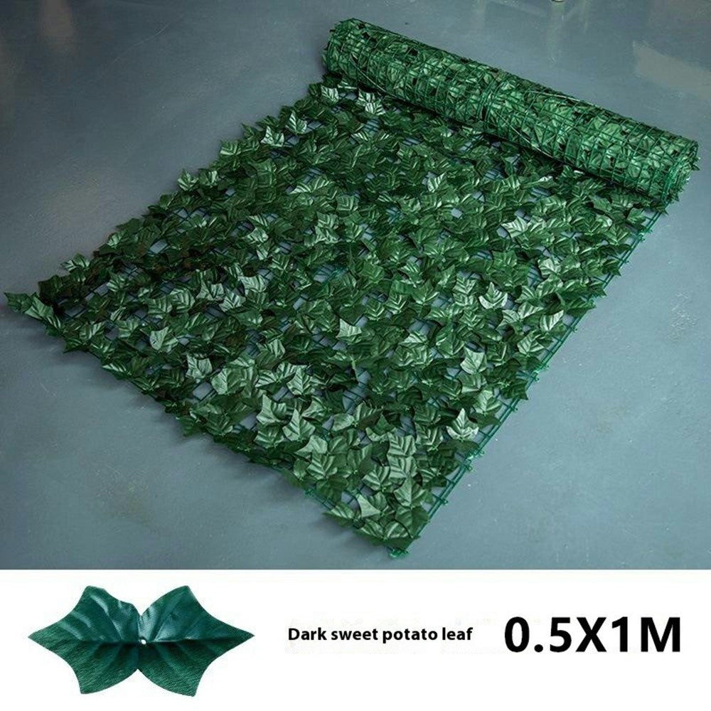 0.5 x 1m Dark Sweet Potato Leaf Artificial Hedge Privacy Screen Faux Leaf Fence Garden Yard Barrier Decor