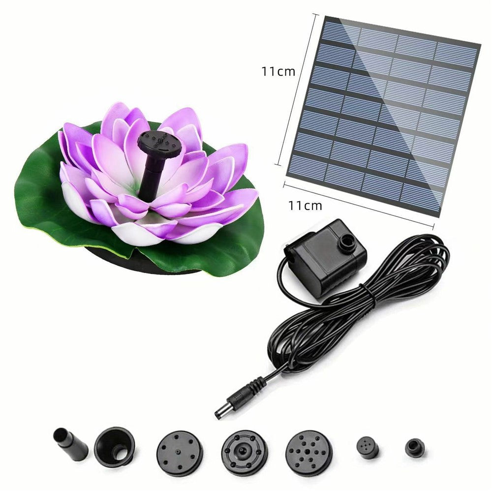 Solar Powered Floating Fountain For Outdoor Water Features Garden Pond Decorative Lotus Leaf Flower Design