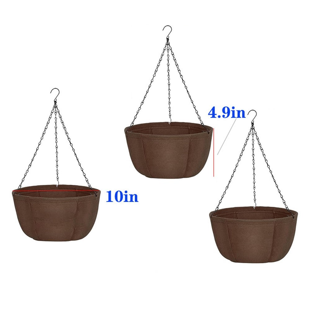 3Pcs 10 inch Outdoor Hanging Plant Pot Breathable Drainage Hanging Basket with Chain for Balcony Decoration