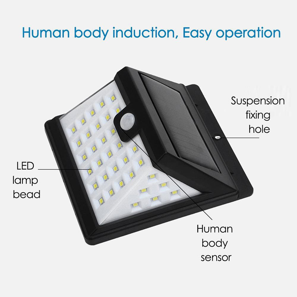 40-LED Solar Powered Motion Sensor Wall Light IP65 Waterproof Outdoor Garden Yard Lamp