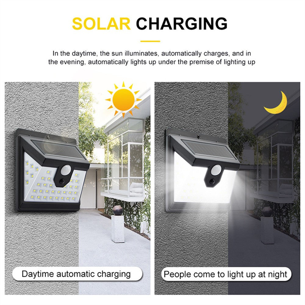 40-LED Solar Powered Motion Sensor Wall Light IP65 Waterproof Outdoor Garden Yard Lamp