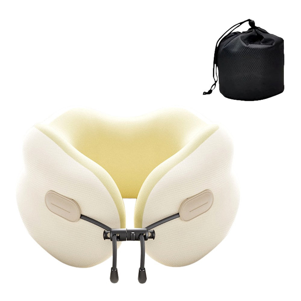 27x25x14cm Plus Size Memory Foam U-Shaped Travel Pillow Portable Neck Support Pillow with Storage Bag for Airplane Office