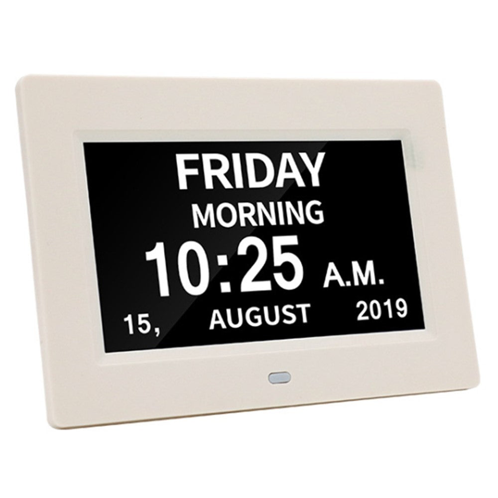 Alarm Clock Digital Calendar Day Clock 7-inch Large Display Programmable Medication Reminder, EU Plug