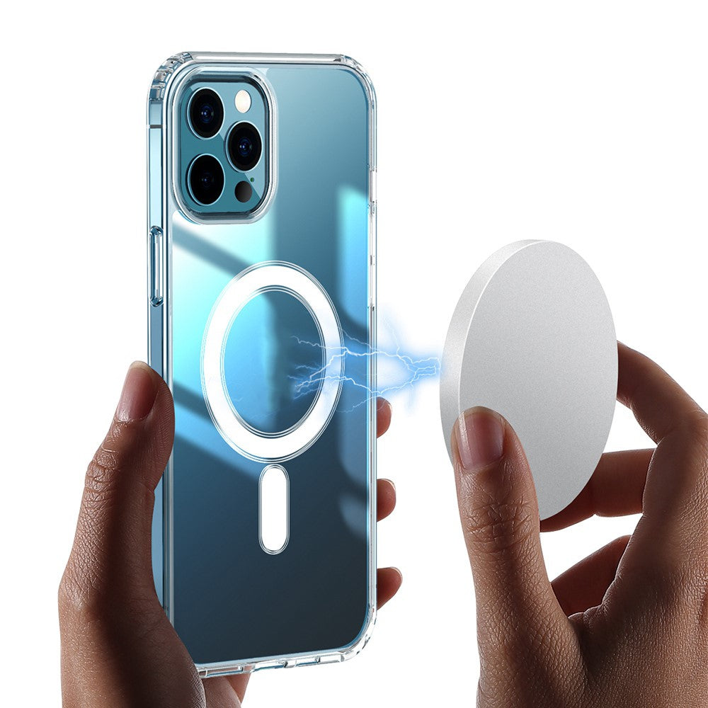 For iPhone 14 Pro 6.1 inch Compatible with MagSafe Clear Phone Case Wear-resistant Acrylic + TPU Hybrid Cover with Magnetic Charging Function