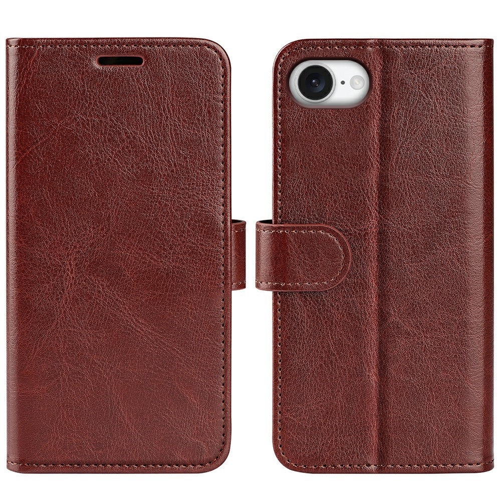 For iPhone 17e / 16e Wallet Case Crazy Horse Texture Stand Leather Phone Cover