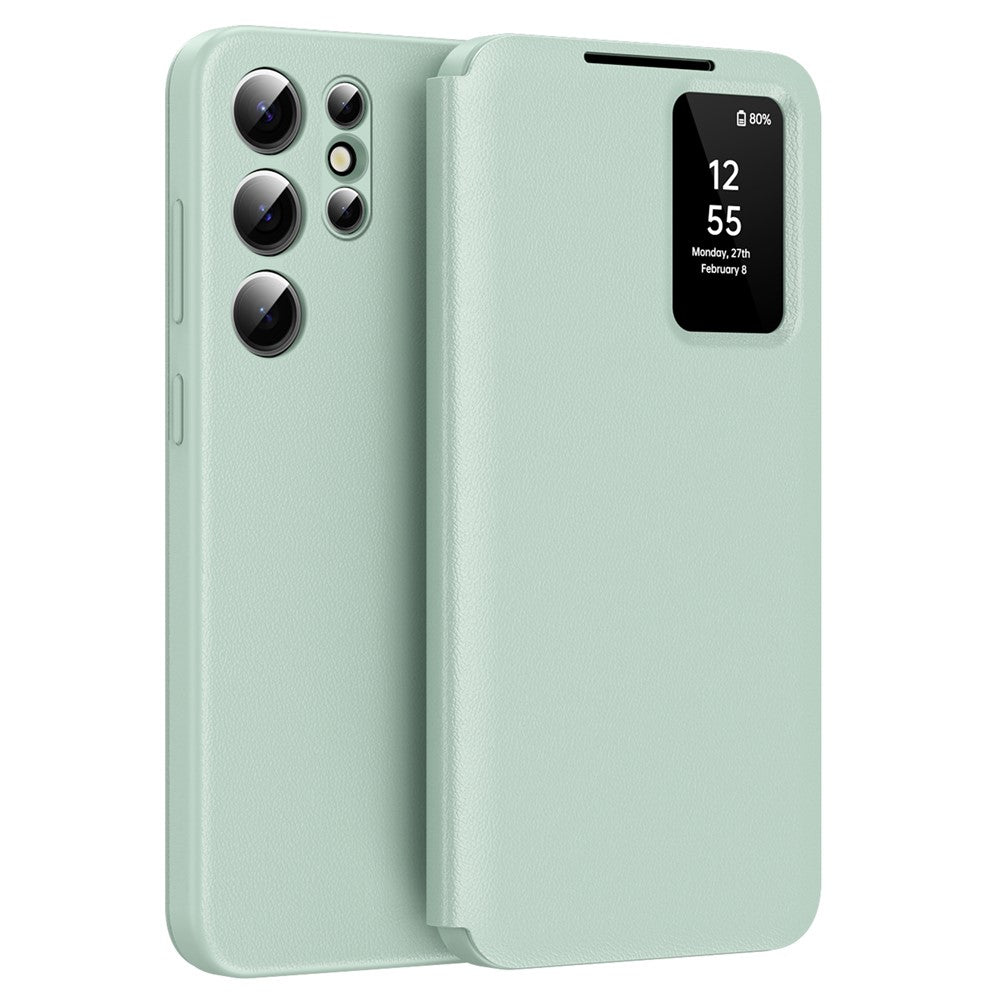 For Samsung Galaxy S25 Ultra Case Leather Phone Cover with View Window Card Slot