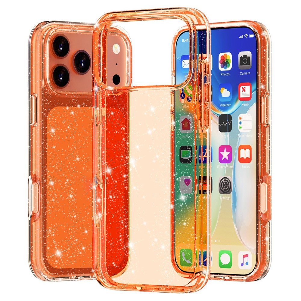 For iPhone 17 Pro Case Sparkly Powder Glitter Shiny Soft TPU + Hard PC Back Cover