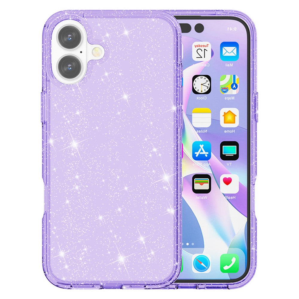 For iPhone 17 Case Sparkly Powder Glitter Shiny Soft TPU + Hard PC Back Cover