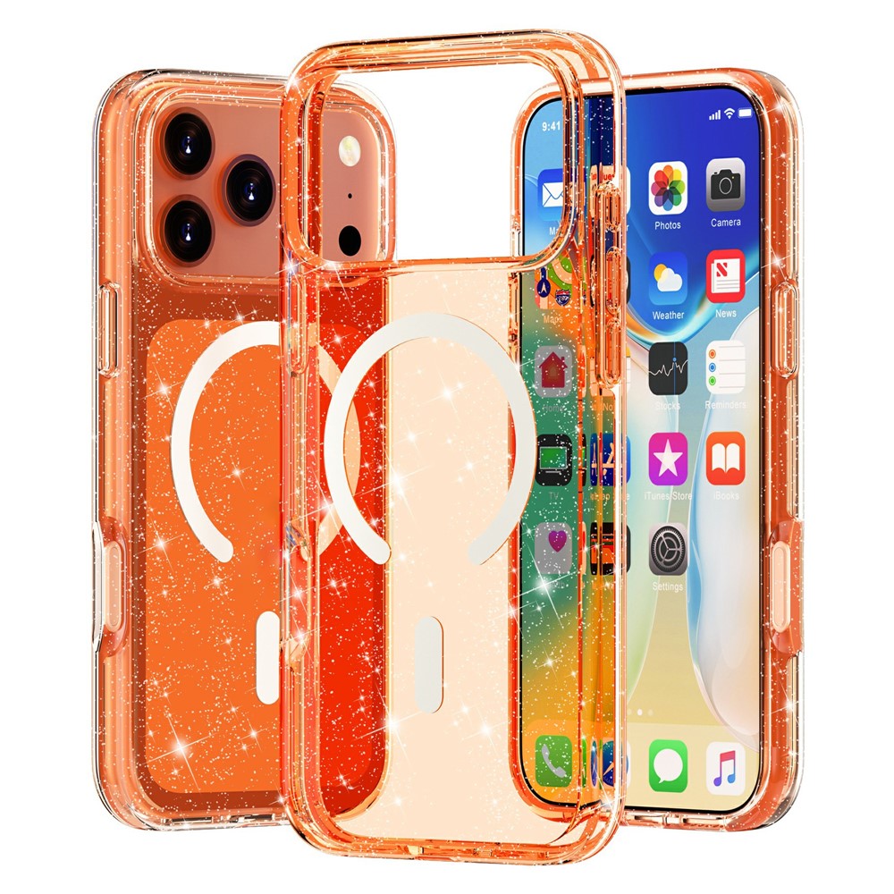 For iPhone 17 Pro Max Case Compatible with MagSafe Glitter Powder PC + TPU Phone Cover