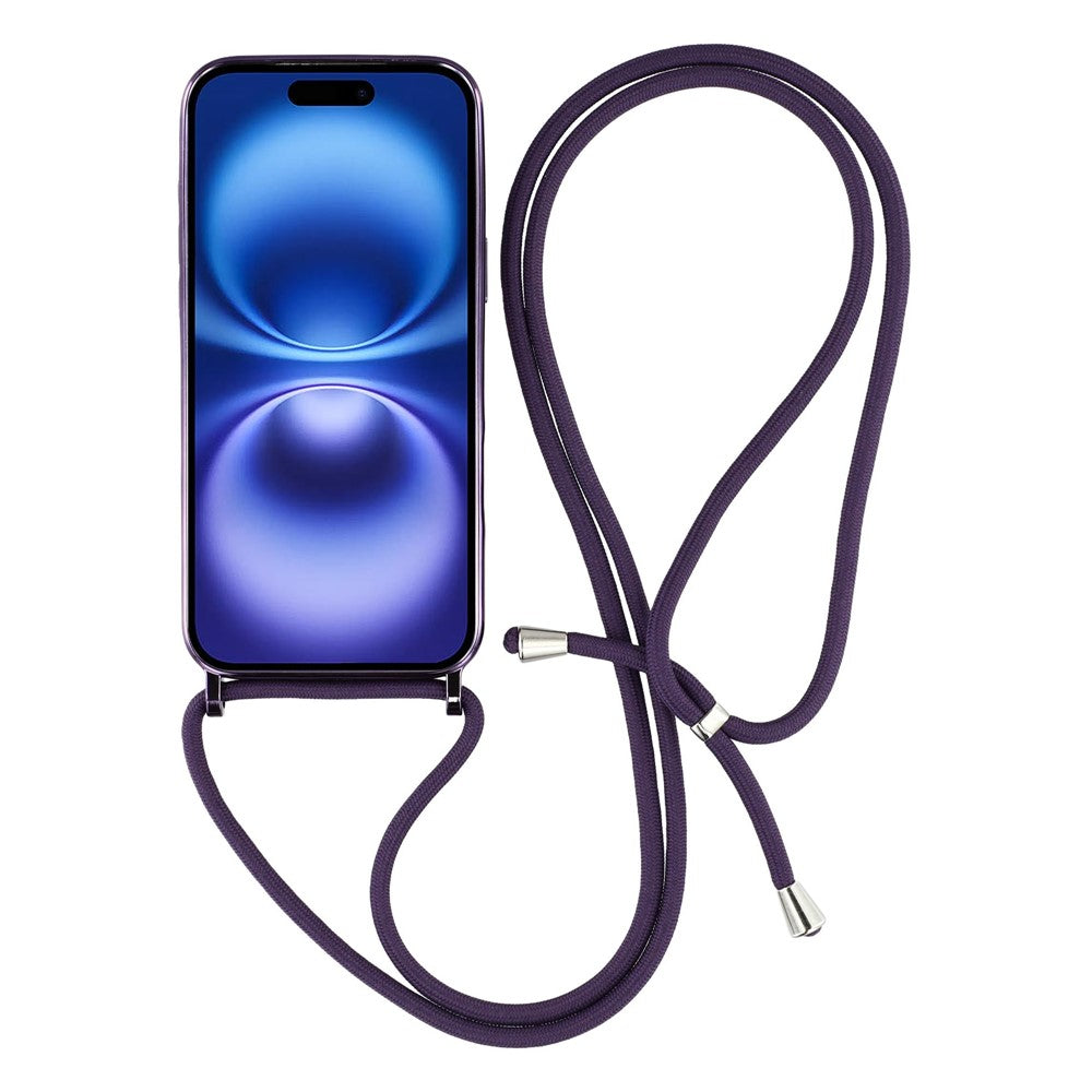 For iPhone 17 Case Compatible with MagSafe Electroplating Edge TPU Phone Cover with Shoulder Strap