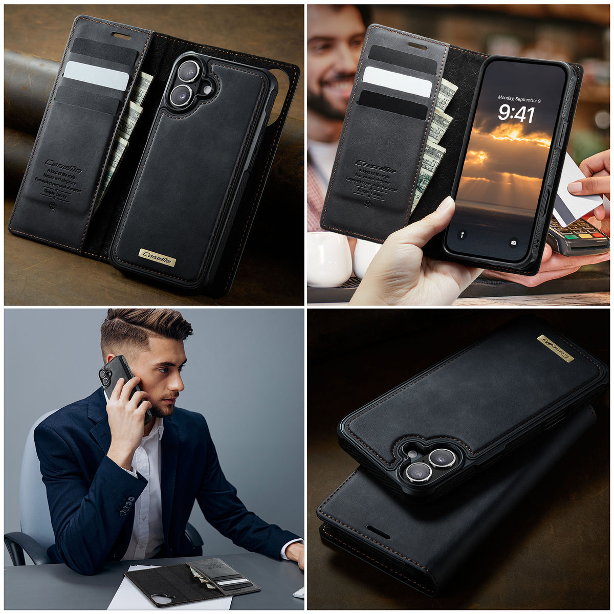 CASEME For iPhone 17 Case C49 Compatible with MagSafe RFID Blocking Detachable Wallet Leather Phone Cover