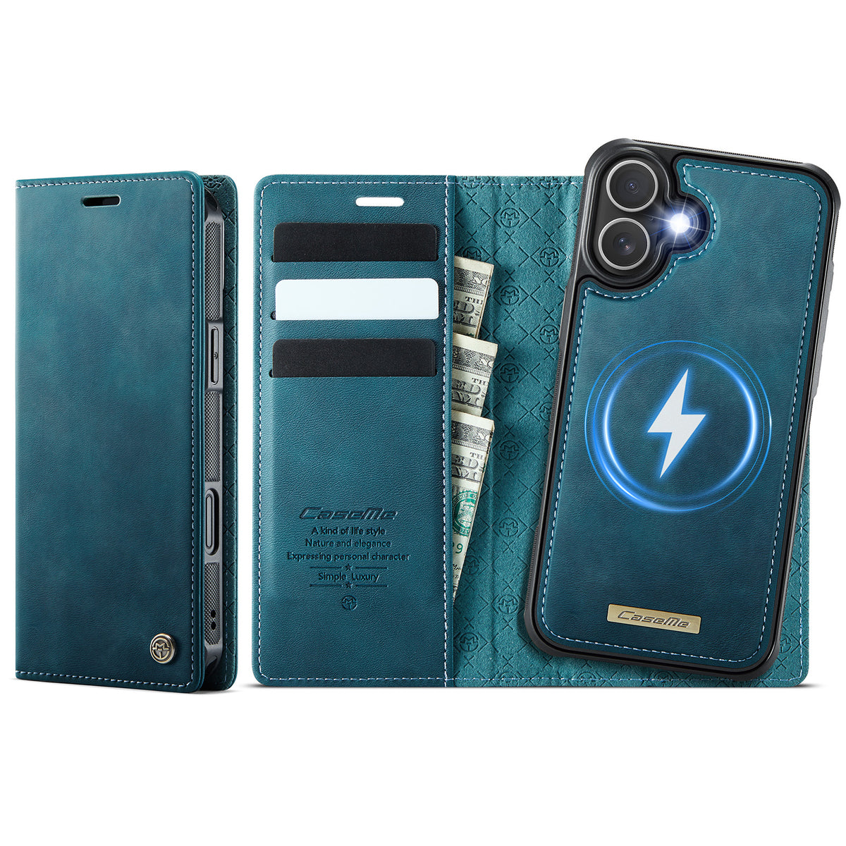 CASEME For iPhone 17 Case C49 Compatible with MagSafe RFID Blocking Detachable Wallet Leather Phone Cover