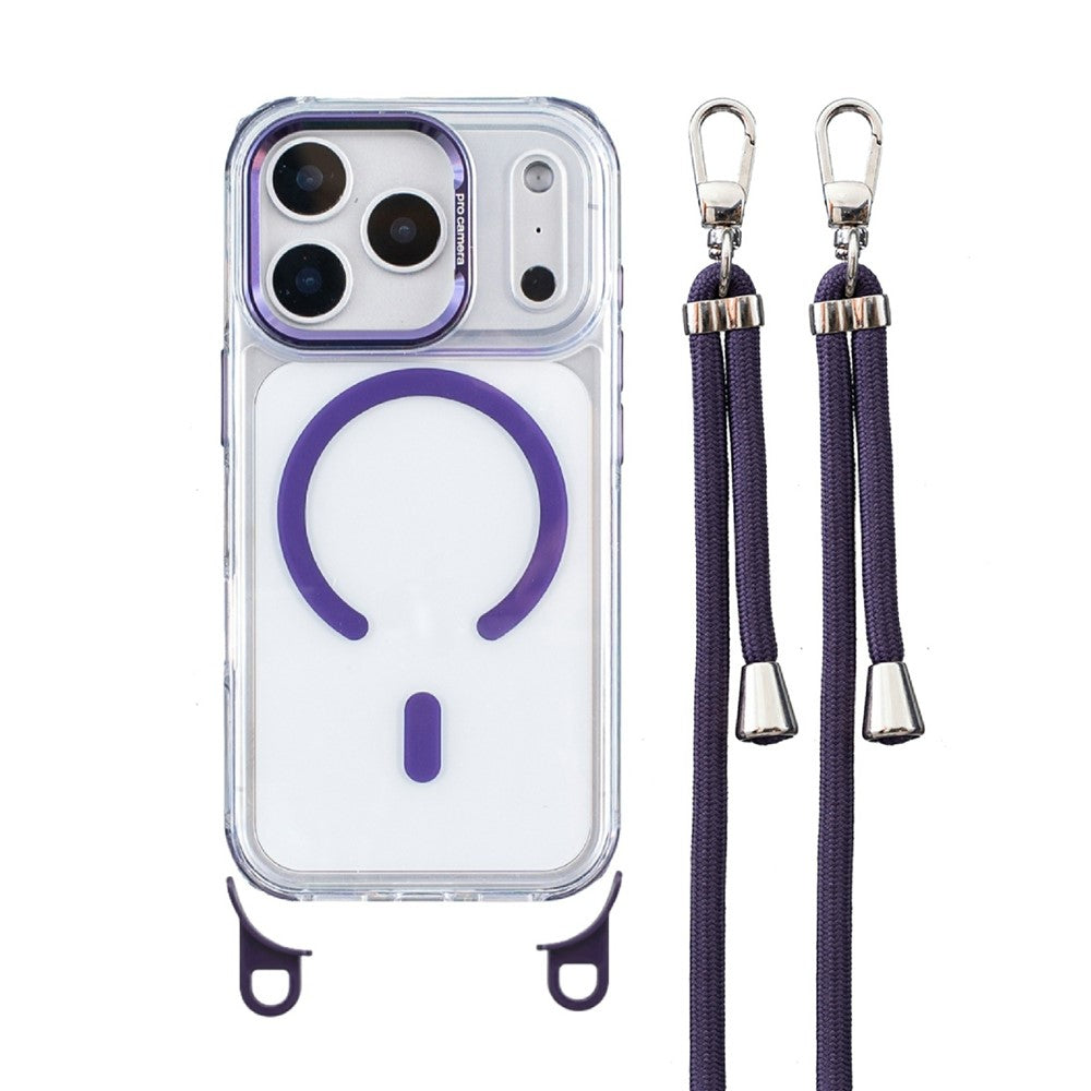For iPhone 18 Pro / 17 Pro Clear Case Compatible with MagSafe Shockproof PC+TPU Phone Cover with 150cm Long Lanyard