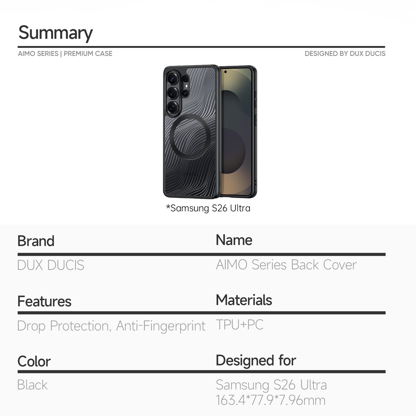 DUX DUCIS Handyhülle für Samsung Galaxy S26 Ultra – Aimo Serie (MagSafe, PC+TPU, REACH zertifiziert)