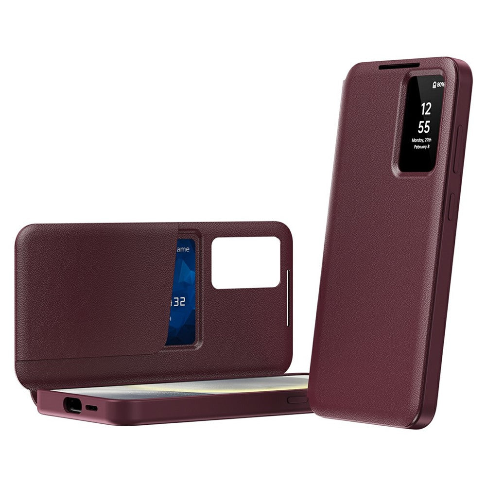 For Samsung Galaxy S26 Ultra Case with Card Holder Smart View Window Leather Phone Cover