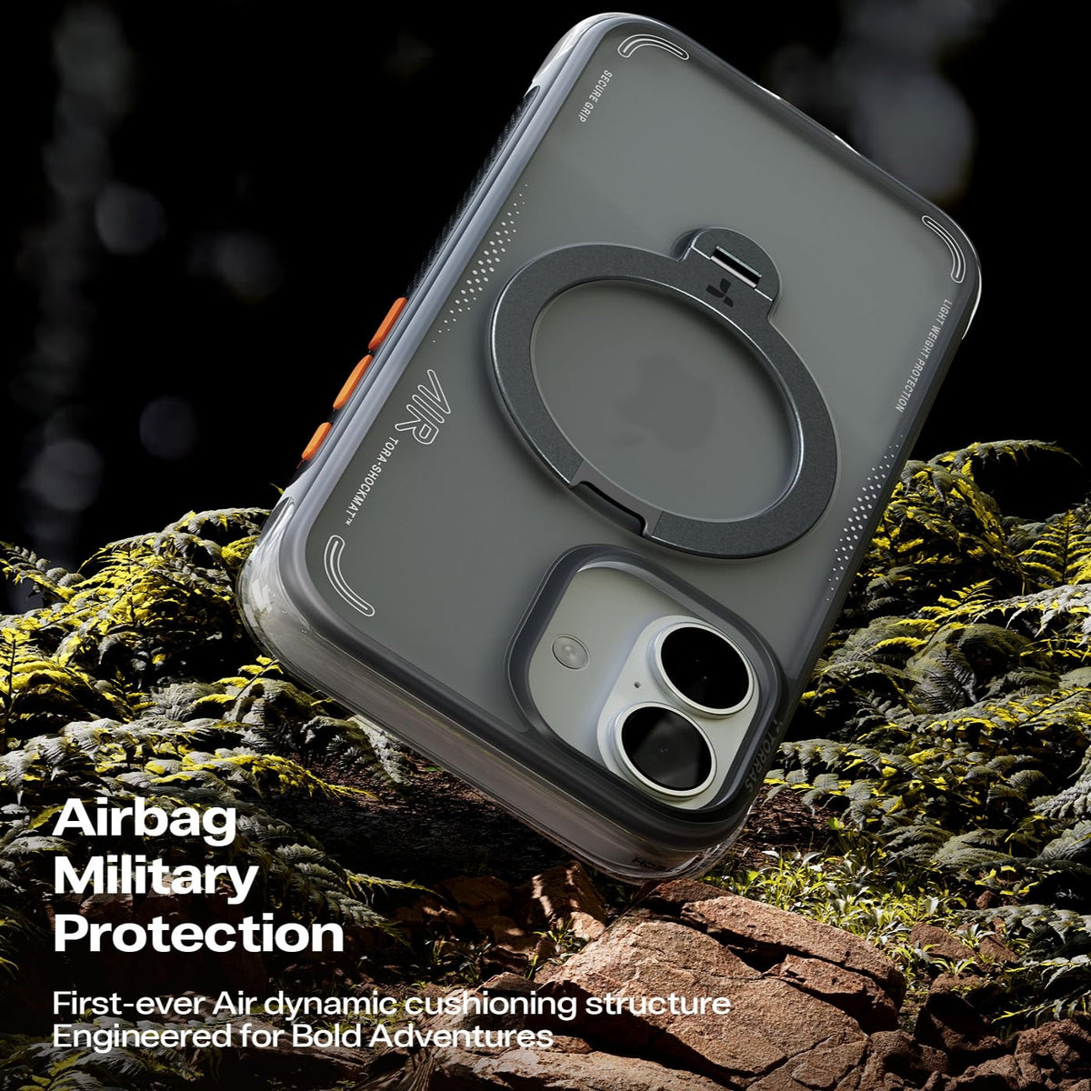 TORRAS For iPhone 17 Ostand Q3 Air Series Magnetic Case with Kickstand Shockproof PC + TPU Phone Cover