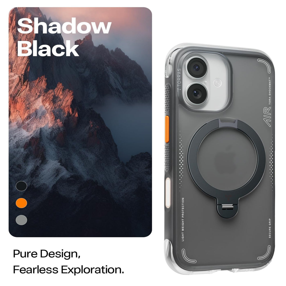 TORRAS For iPhone 17 Ostand Q3 Air Series Magnetic Case with Kickstand Shockproof PC + TPU Phone Cover