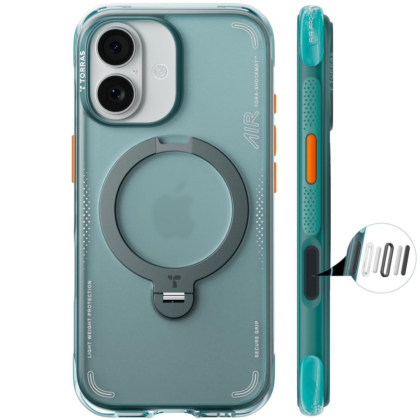 TORRAS For iPhone 17 Ostand Q3 Air Series Magnetic Case with Kickstand Shockproof PC + TPU Phone Cover