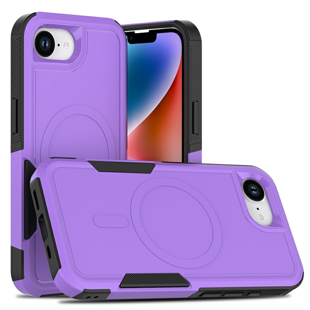 Magnetic Phone Case For iPhone 17e / 16e Shockproof PC + TPU Cover with High-Alumina Tempered Glass Screen Protector