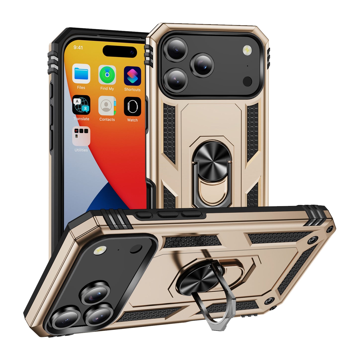 For iPhone 18 Pro Max / 17 Pro Max Case PC + TPU Phone Cover with Kickstand