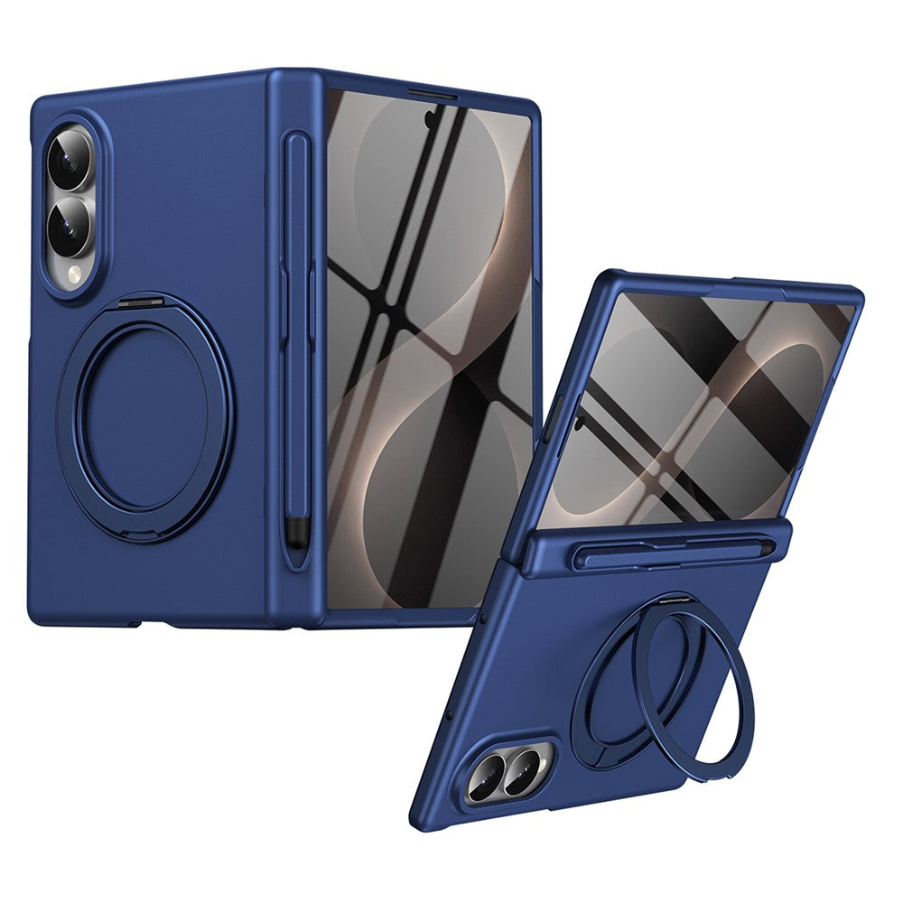 For Samsung Galaxy Z Fold8 Rotary Kickstand PC Phone Cover with Tempered Glass Film / Stylus