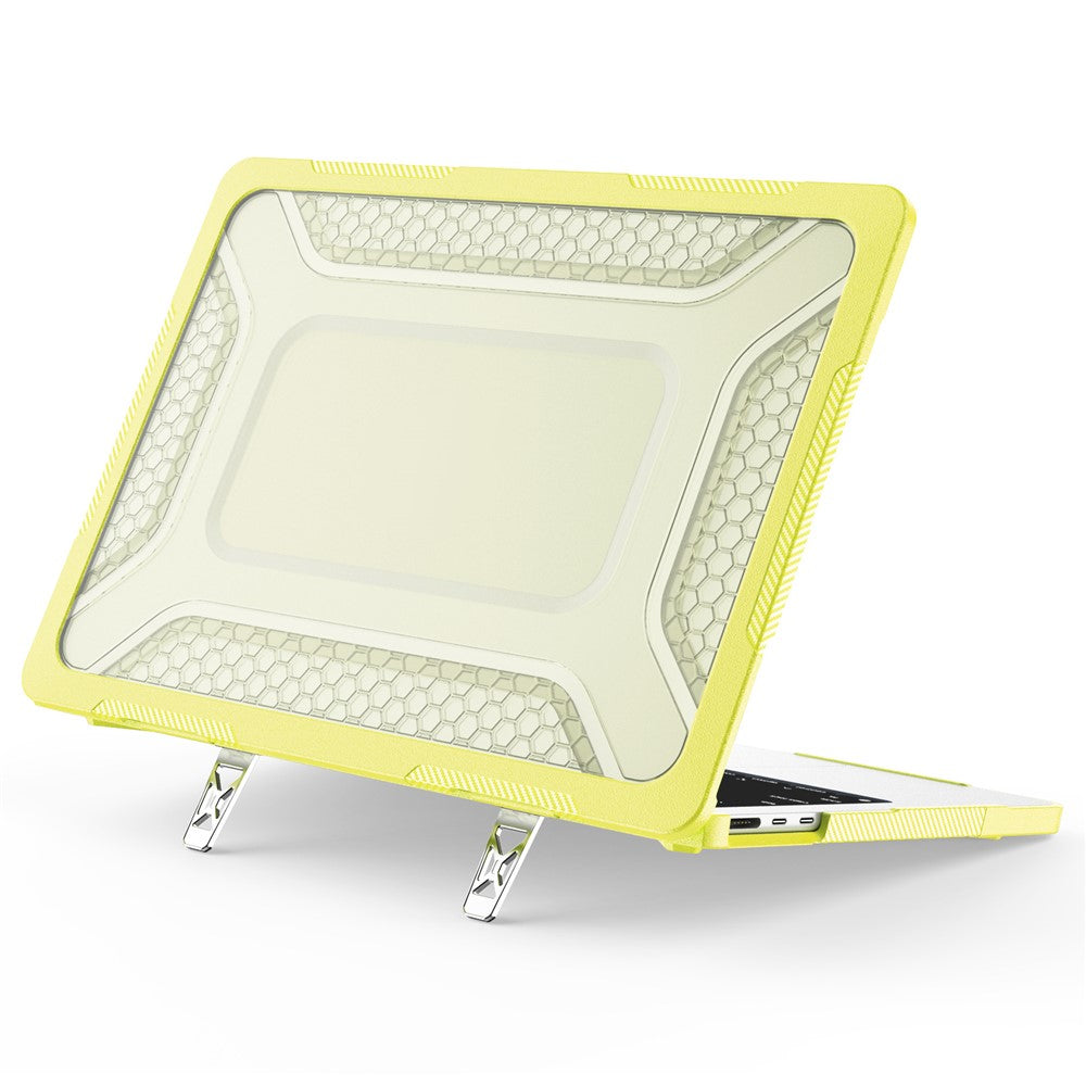 Protective Case with Metal Kickstand for MacBook Air 13 inch (2026) / (2025) / (2024) / (2022) Honeycomb Cooling Design PC+TPU Laptop Cover