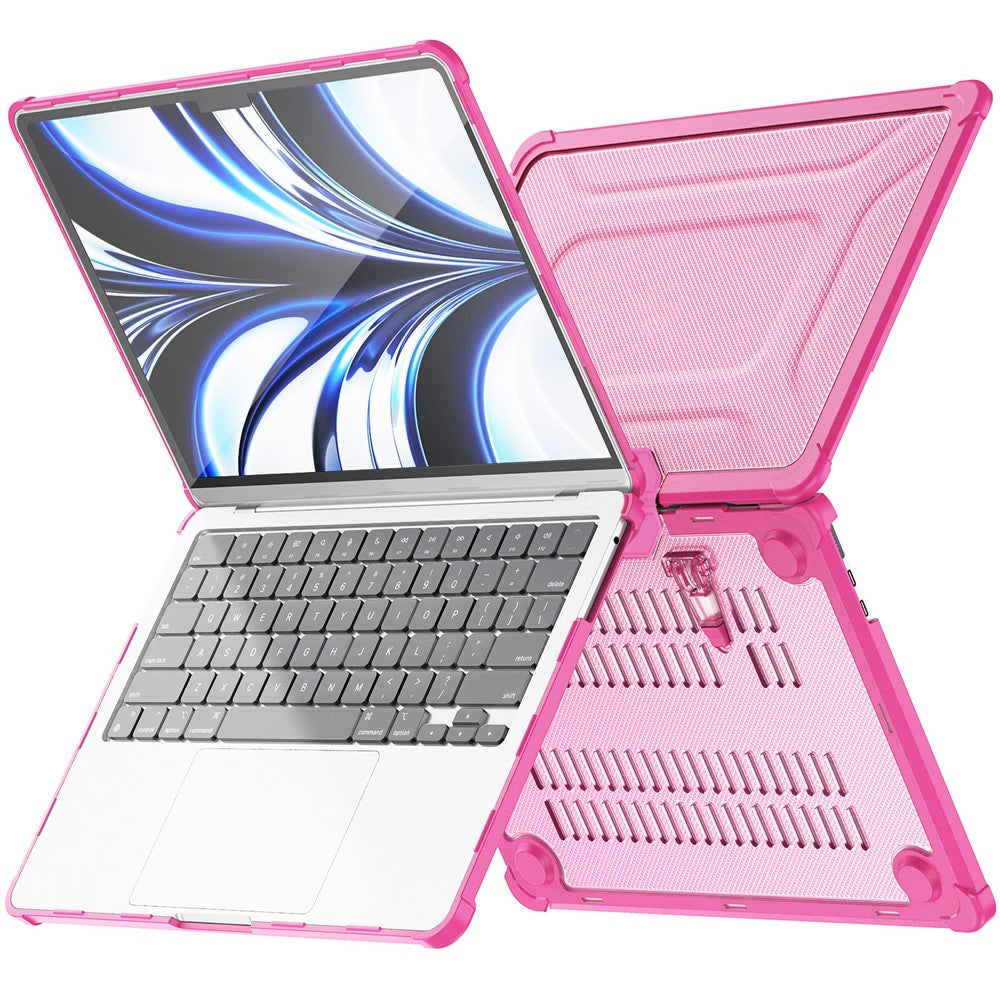 For MacBook Air 13 inch (2026) A3449 / (2025) A3240 / (2024) A3113 / (2022) A2681 Laptop Case PC + TPU Kickstand Heat Dissipation Cover