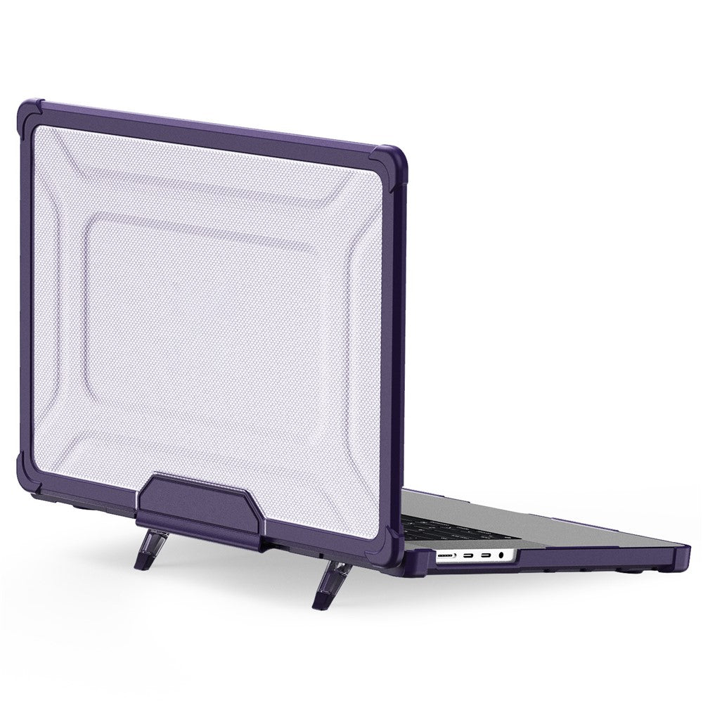For MacBook Pro 16 inch (2026) A3429 A3428 / (2025) A3186 A3403 / (2024) A2991 / (2023) A2780 / (2021) A2485 Anti-Slip Laptop Case Heat Dissipation PC+TPU Kickstand Cover