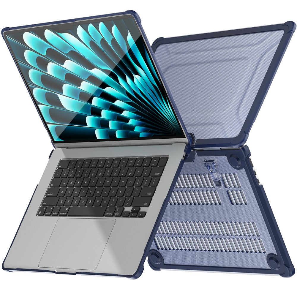 For Macbook Air 15 inch (2026) A3448 / (2025) A3241 / (2024) A311 / (2023) A2941 PC+TPU Laptop Case Heat Dissipation Kickstand Non-Slip Notebook Cover