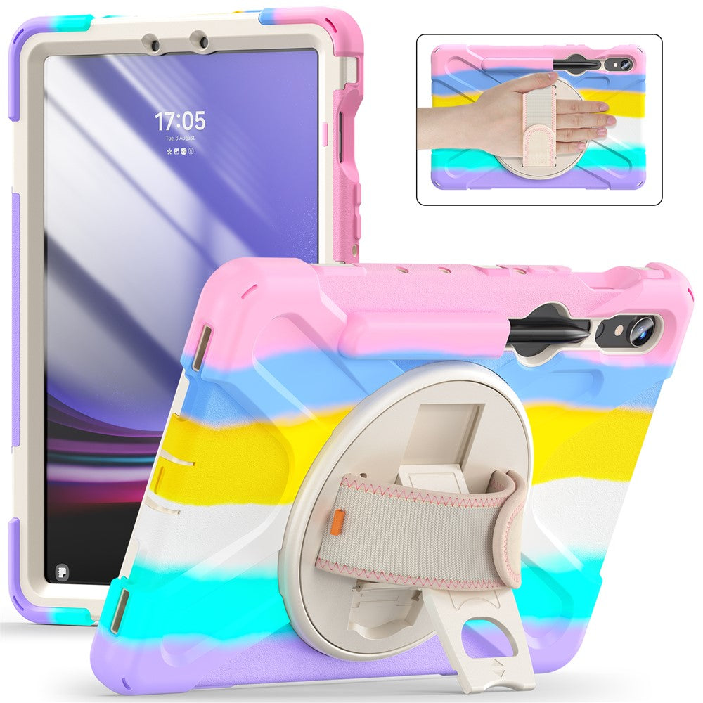 For Samsung Galaxy Tab S10 Lite / S10 FE / S9 FE / S9 X710 / S8 X700 / S7 T870 Wrist Strap Tablet Case PC+Silicone Kickstand Cover